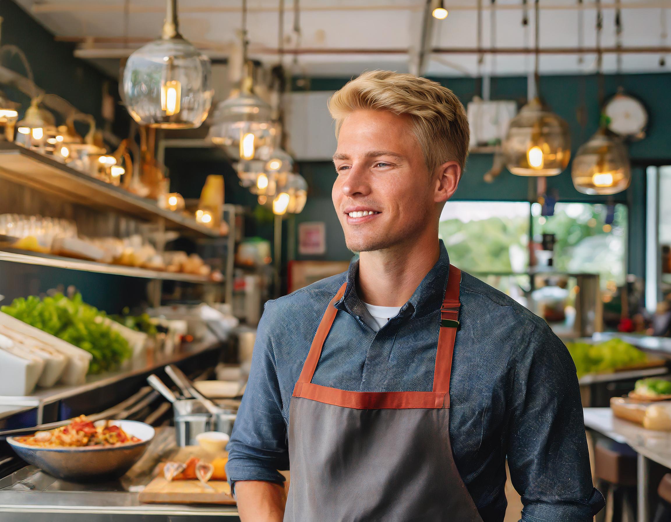Italienischer Mann in einem kreativen Gastronomieumfeld