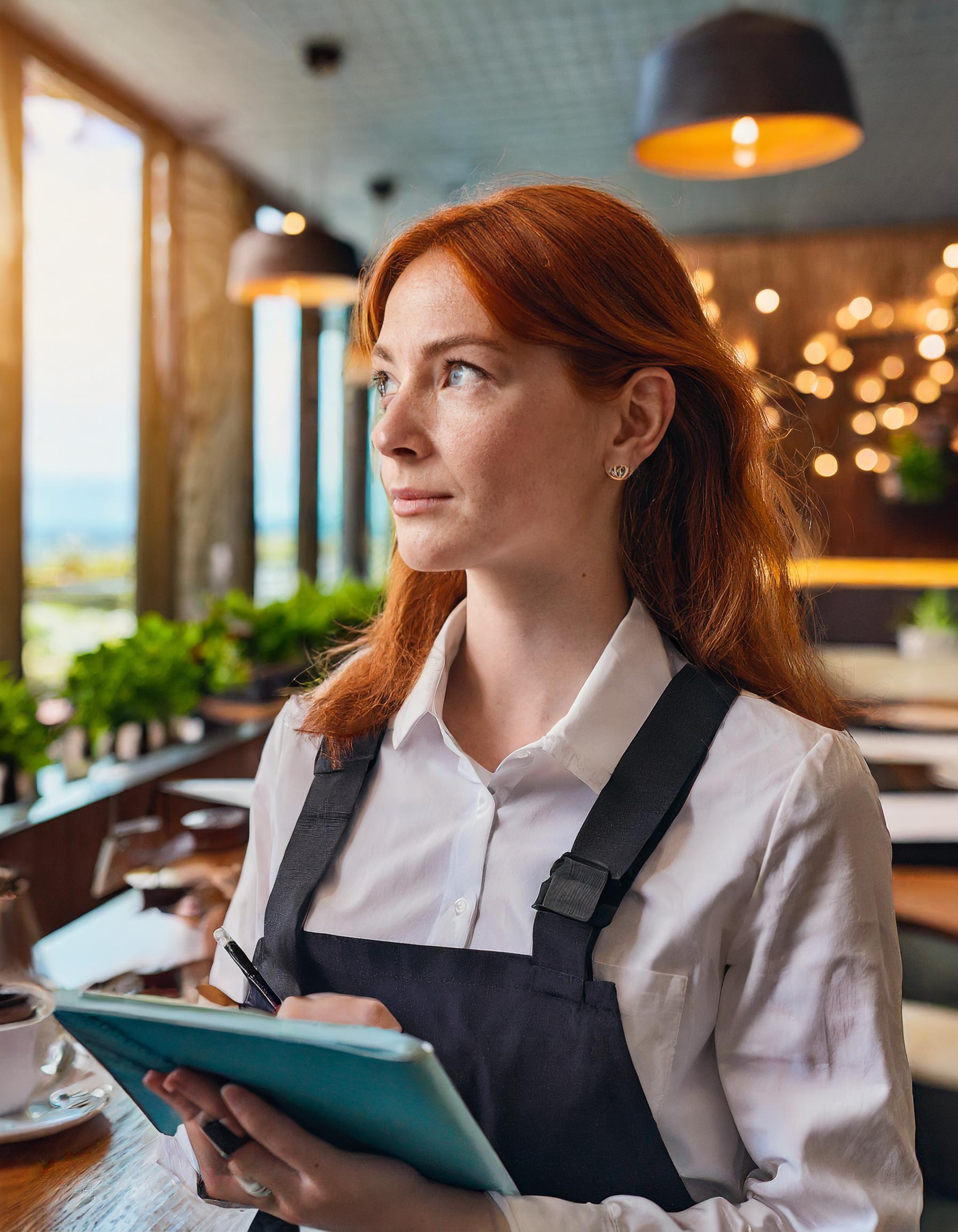 Italienische Frau in einem traditionellen Restaurantambiente