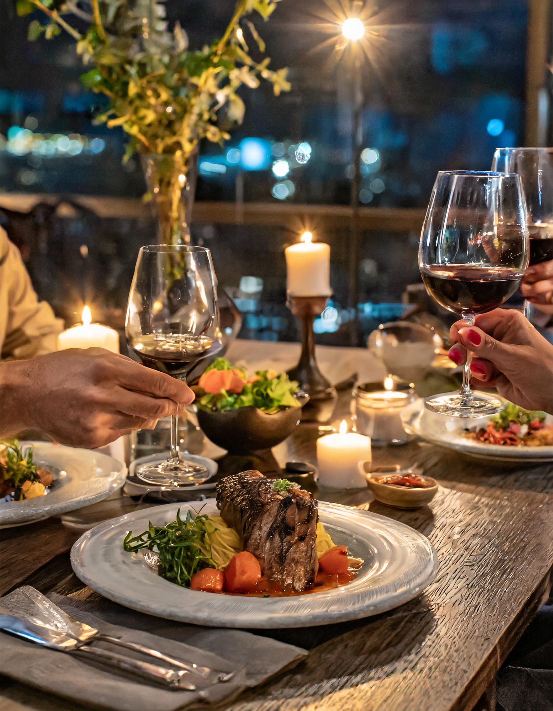 Italienisches Restaurantambiente mit gemütlichem Tischgedeck und Kerzenlicht